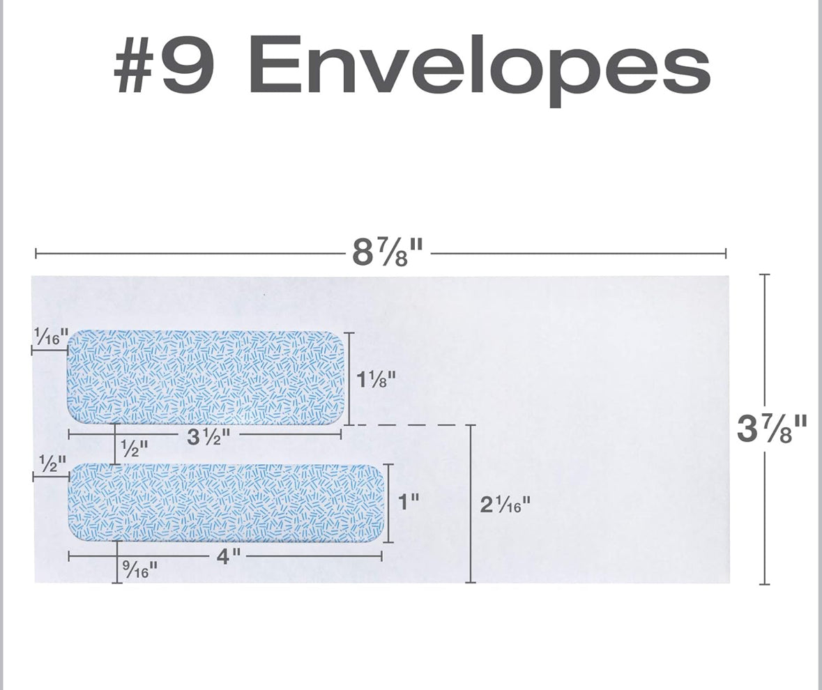 #9 Security Double Window Envelope